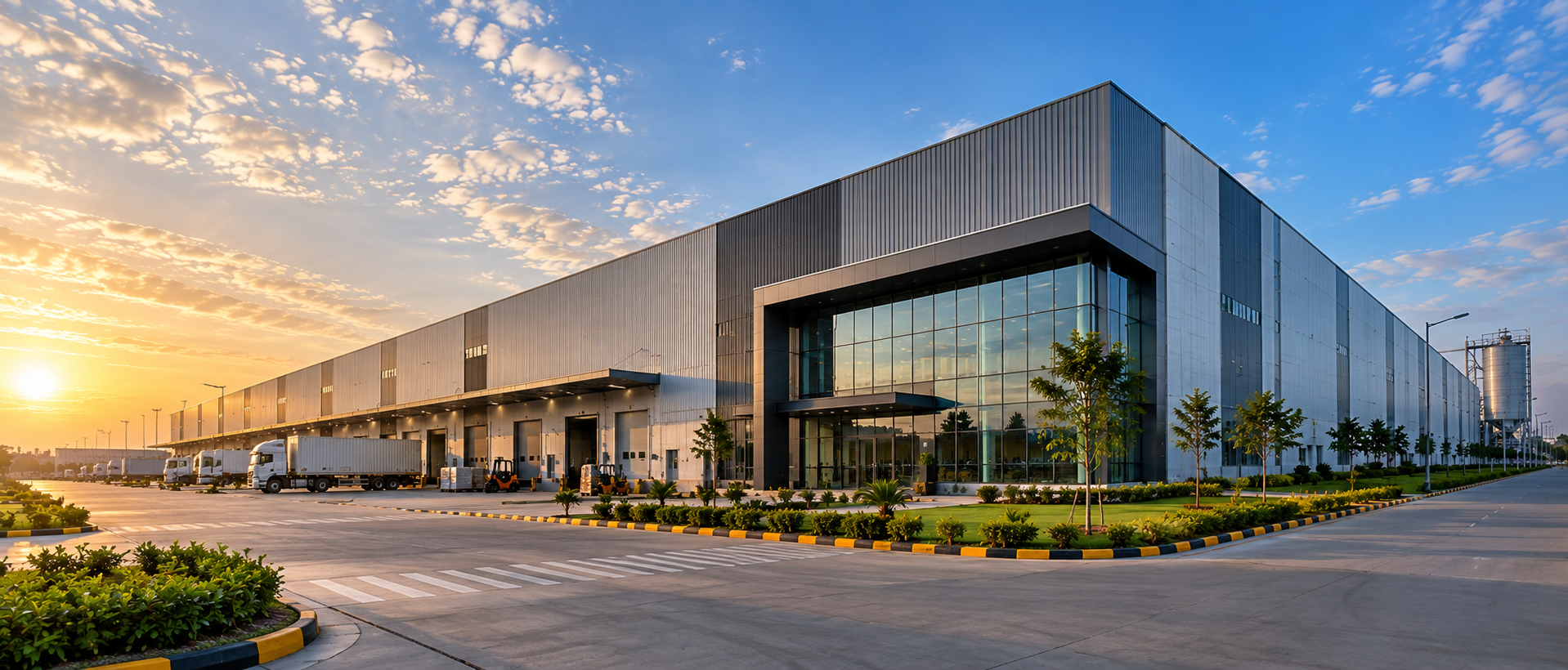 Modern pre-engineered industrial building